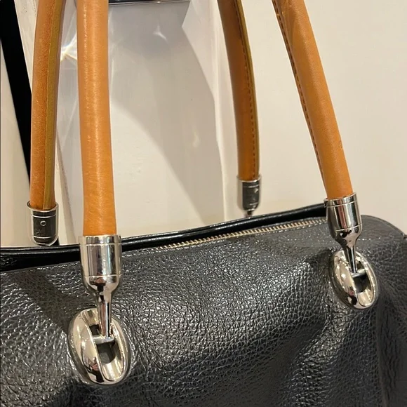 Valentina Black & Brown Leather Satchel with Crossbody - Picture 4 of 9